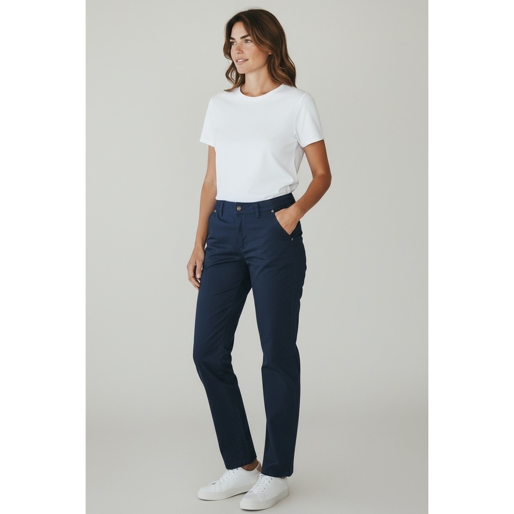 Prana Womens Navy Blue Straight Leg Chino Pants Mid Rise Outdoor Casual Size 8
